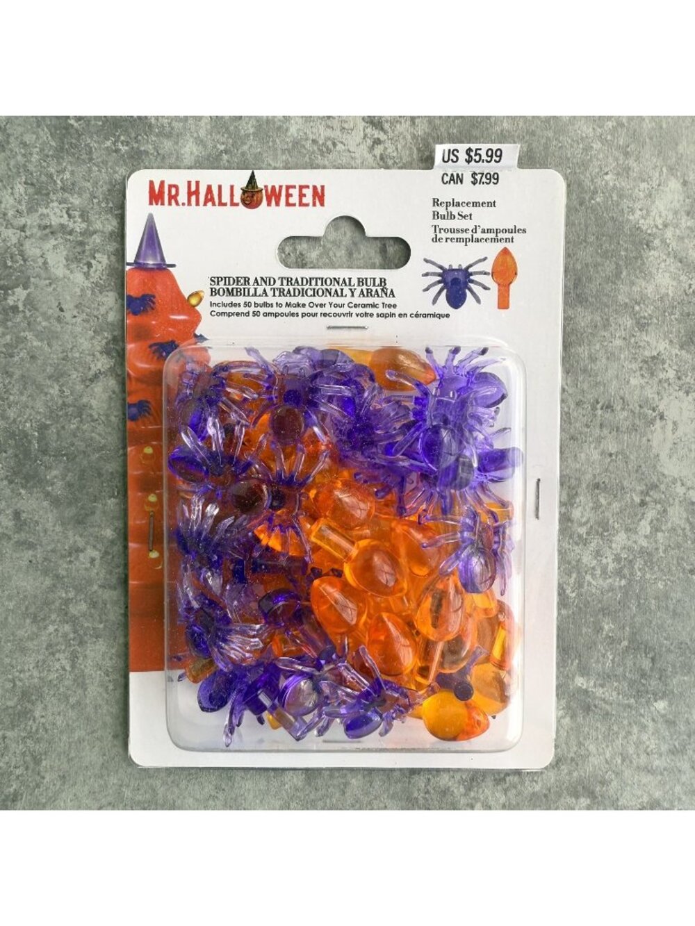 Mr. Halloween Spider And Traditional Bulb Orange and Purple Replacement Set NEW